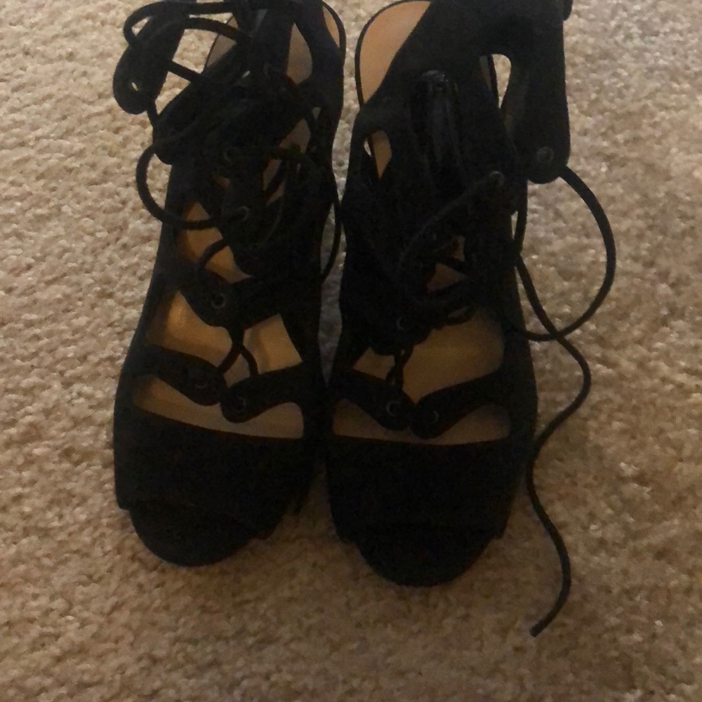 Manolo Blahnik suede black gladiator shoes